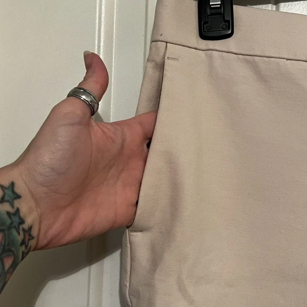 Ann Taylor Devin Beige Tan Work Pants Trousers Flat Front Pockets Size 6 Career - Picture 5 of 13